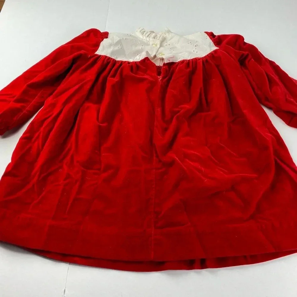 Vintage R-Gee Originals Girls 6 Red Velvet Long Sleeve Holiday Dress SEE ALL.